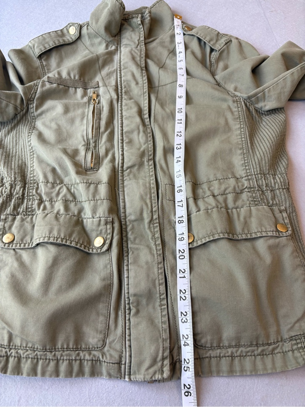 H&M Women’s Olive Utility Military Style Cotton Jacket Field Coat Sz 8 - Picture 7 of 8